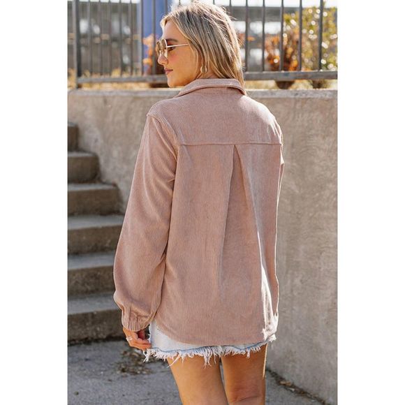 Azura Exchange  Apricot Ribbed Texture Half Zip Collared Sweatshirt - Picture 1 of 15